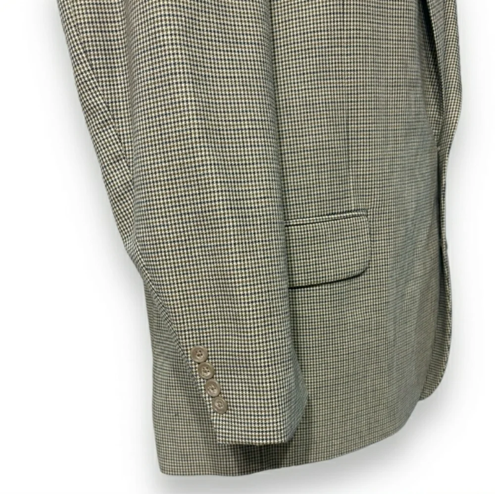 OSCA DE LA RENTA 2 Button Tan/Navy Houndstooth Blazer